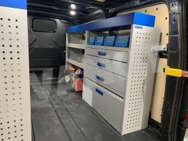 Offside van Shelving and drawers