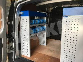 nearside van shelving and plastic linbins