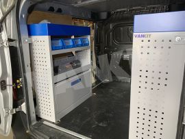 nearside van shelving and plastic lin bins