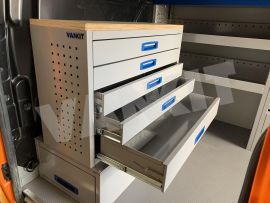 Aluminium van racking, XLD underfloor drawers and aluminium drawers with a work bench