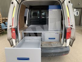 Offside van shelving and XLD underfloor drawers